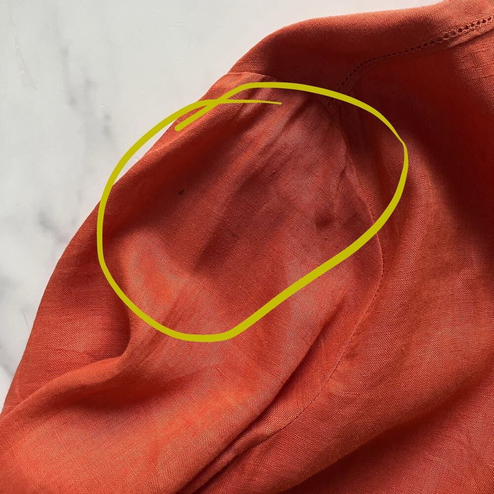 J Jill Linen Tunic Top Mandarin Collar Terracotta Sz L Minimalist Chic Lagenlook - Picture 12 of 12